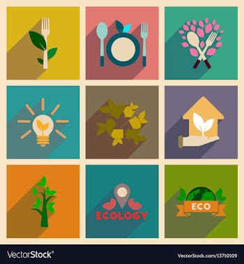 Concept of flat icons with long shadow ecolog vector image