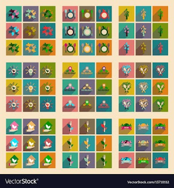 Concept of flat icons with long shadow ecolog vector image