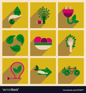 Concept of flat icons with long shadow ecolog vector image