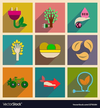 Concept of flat icons with long shadow ecolog vector image