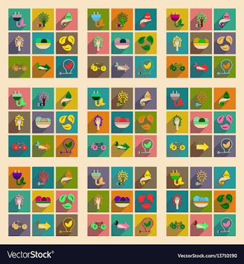 Concept of flat icons with long shadow ecolog vector image