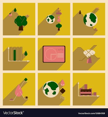 Concept of flat icons with long shadow ecology vector image
