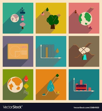 Concept of flat icons with long shadow ecology vector image