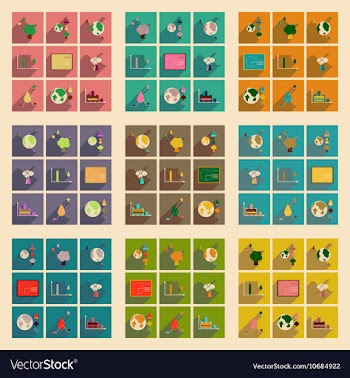 Concept of flat icons with long shadow ecology vector image
