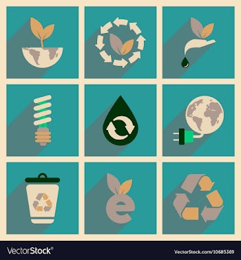 Concept of flat icons with long shadow ecology vector image