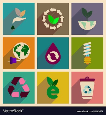 Concept of flat icons with long shadow ecology vector image