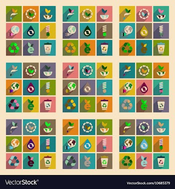 Concept of flat icons with long shadow ecology vector image