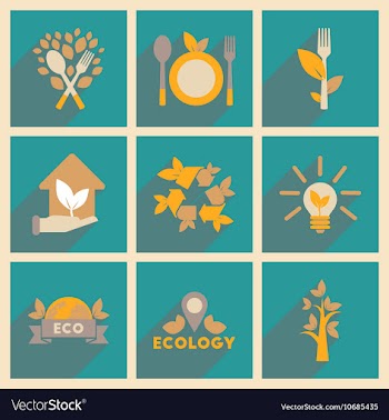 Concept of flat icons with long shadow ecology vector image