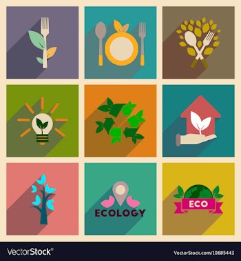 Concept of flat icons with long shadow ecology vector image