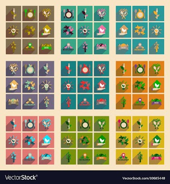 Concept of flat icons with long shadow ecology vector image