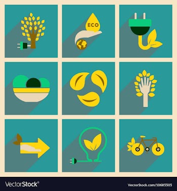 Concept of flat icons with long shadow ecology vector image