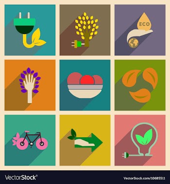 Concept of flat icons with long shadow ecology vector image