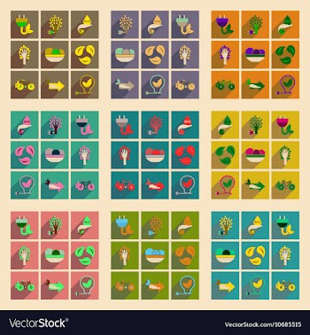 Concept of flat icons with long shadow ecology vector image