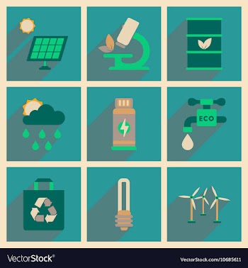 Concept of flat icons with long shadow ecology vector image