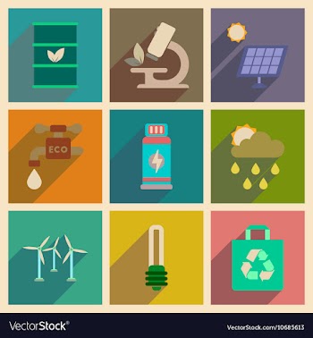 Concept of flat icons with long shadow ecology vector image