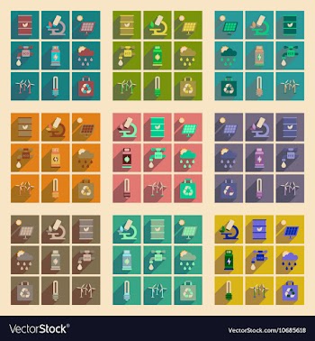 Concept of flat icons with long shadow ecology vector image