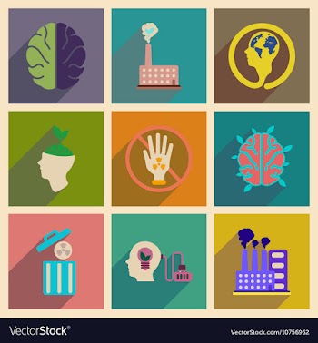 Concept of flat icons with long shadow ecology vector image