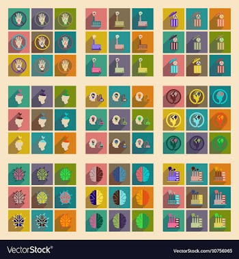 Concept of flat icons with long shadow ecology vector image