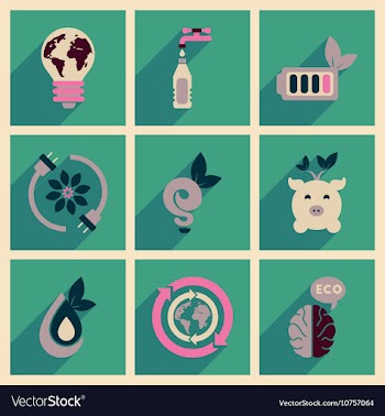 Concept of flat icons with long shadow ecology vector image