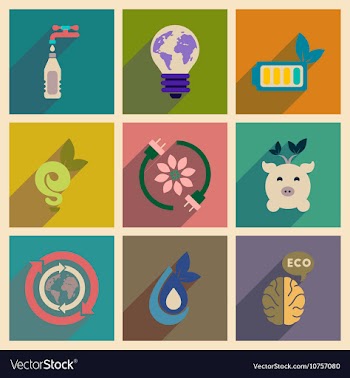 Concept of flat icons with long shadow ecology vector image