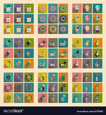 Concept of flat icons with long shadow ecology vector image