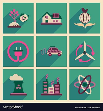 Concept of flat icons with long shadow ecology vector image
