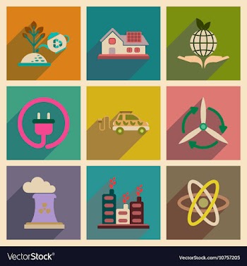 Concept of flat icons with long shadow ecology vector image