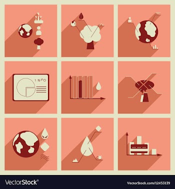 Concept of flat icons with long shadow ecology vector image