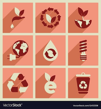 Concept of flat icons with long shadow ecology vector image