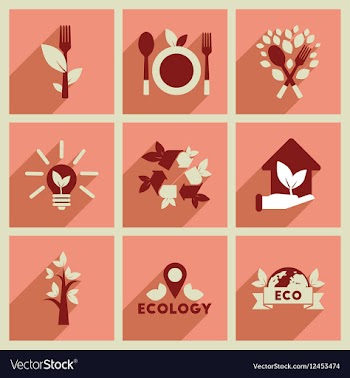 Concept of flat icons with long shadow ecology vector image