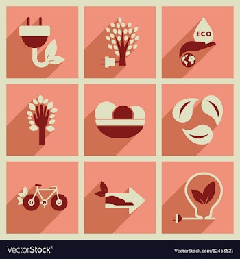 Concept of flat icons with long shadow ecology vector image