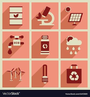 Concept of flat icons with long shadow ecology vector image