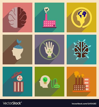Concept of flat icons with long shadow ecology vector image