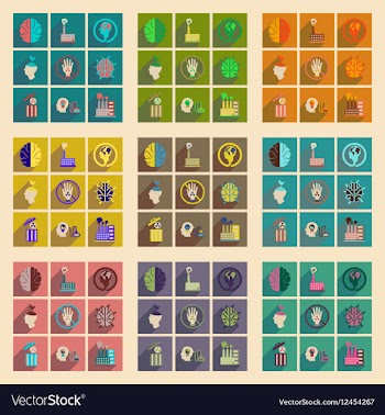 Concept of flat icons with long shadow ecology vector image