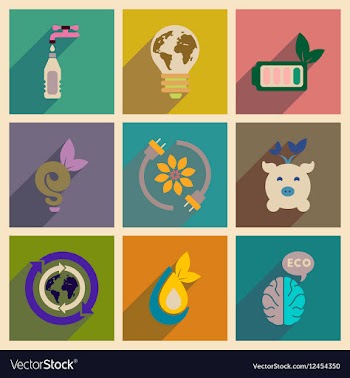 Concept of flat icons with long shadow ecology vector image