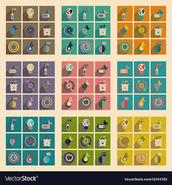 Concept of flat icons with long shadow ecology vector image