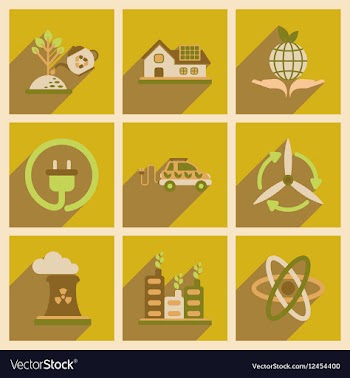 Concept of flat icons with long shadow ecology vector image