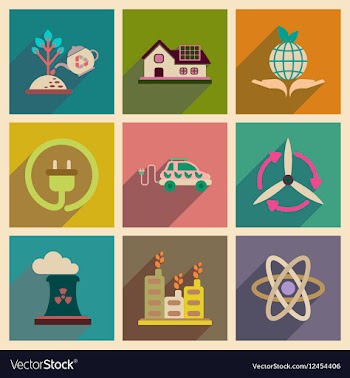 Concept of flat icons with long shadow ecology vector image
