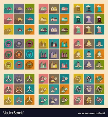Concept of flat icons with long shadow ecology vector image