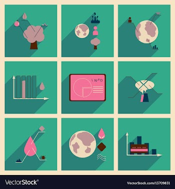Concept of flat icons with long shadow ecology vector image