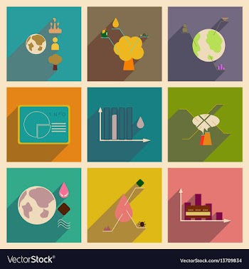 Concept of flat icons with long shadow ecology vector image