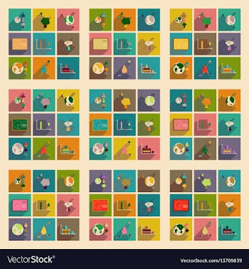 Concept of flat icons with long shadow ecology vector image