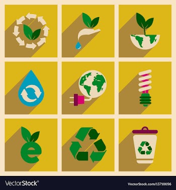 Concept of flat icons with long shadow ecology vector image