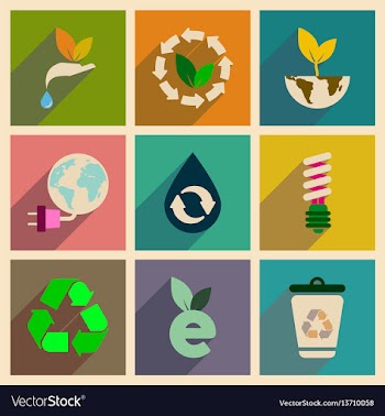 Concept of flat icons with long shadow ecology vector image