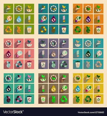 Concept of flat icons with long shadow ecology vector image