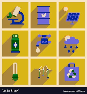 Concept of flat icons with long shadow ecology vector image