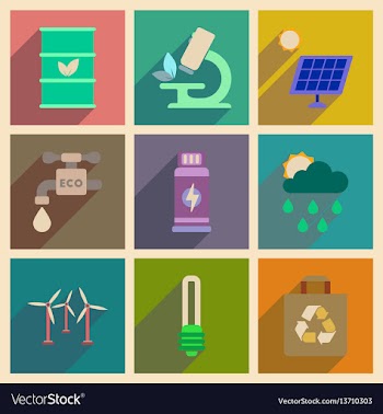 Concept of flat icons with long shadow ecology vector image