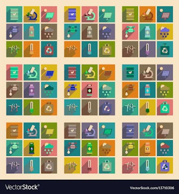 Concept of flat icons with long shadow ecology vector image