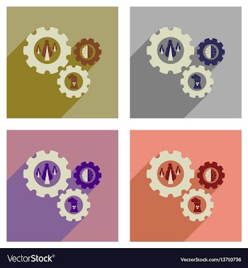 Concept of flat icons with long shadow ecology vector image