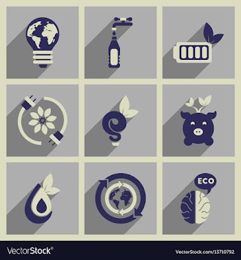 Concept of flat icons with long shadow ecology vector image